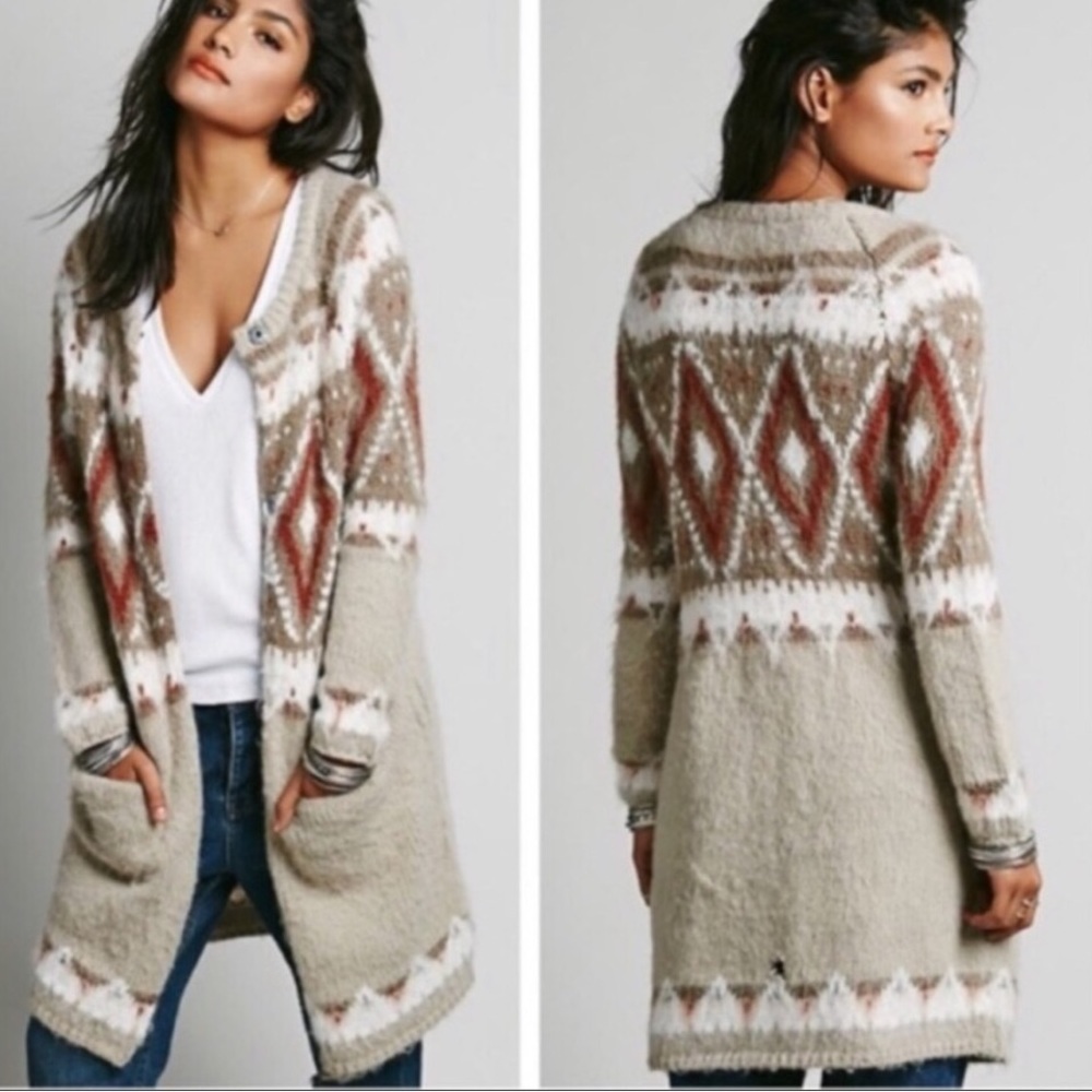 Free People Frosted Fair Isle Cardigan Jacket - Picture 11 of 11